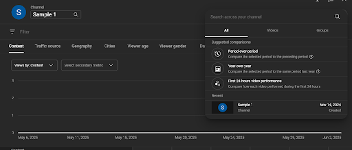 YouTube compare feature