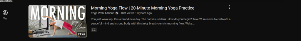 Yoga With Adriene’s thumbnails