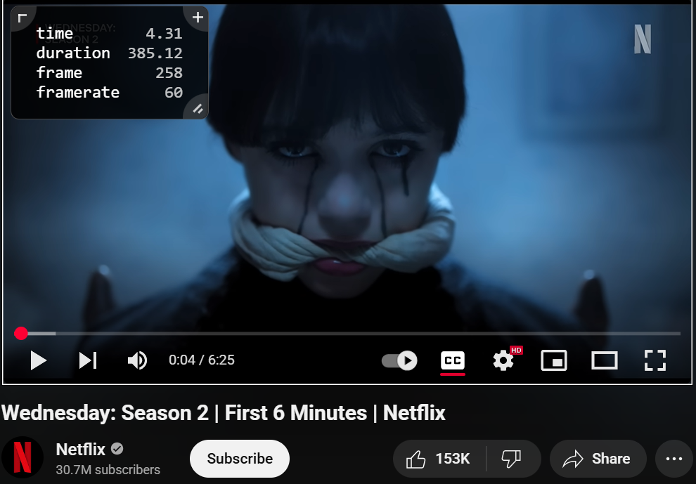 change frames using → or ←