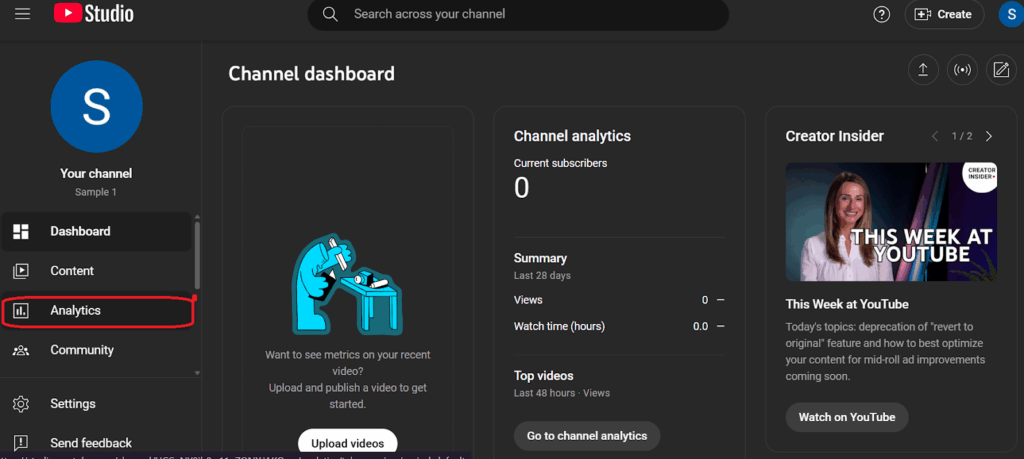 click analytics section