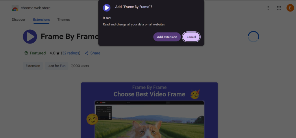 frame by frame browser extension