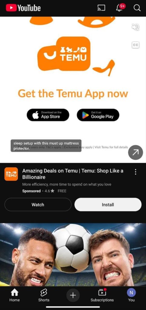 open the youtube app or mobile browser