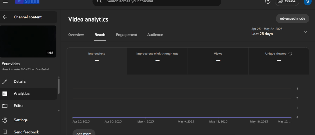 reach tab to see more data
