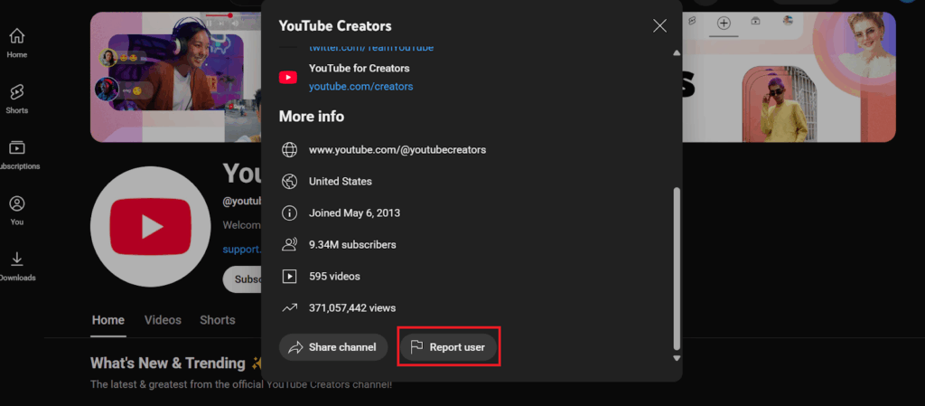 click on report user